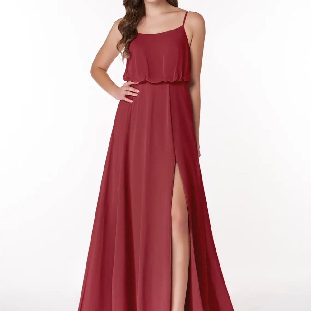 Azazie Lupe bridesmaid dress, Pomegranate